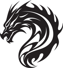 Roaring Majesty Head Logo Design with Dragon Serpentine Guardian Dragon Head Icon Vector