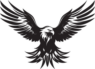 Majestic Tattoo Mastery Eagle with Skull Wing Span Logo Design Winged Guardian Eagle Tattoo Vector Icon with Skull Wing Span