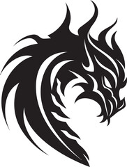 Roaring Beast Head Logo Design with Dragon Serpentine Flame Dragon Head Icon Vector