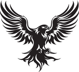 Fierce Inked Aviator Eagle with Skull Wing Span Emblem in Vector Majestic Tattoo Mastery Eagle with Skull Wing Span Logo Design