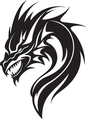 Iconic Guardian Vector Dragon Head Icon Mythical Vigil Dragon Head Emblem in Vector