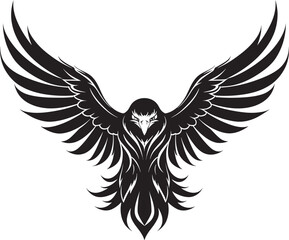 Obraz premium Regal Majesty Eagle Tattoo Vector Icon in Skull Wing Span Style Mystic Ink Fusion Eagle with Skull Wing Span Vector Emblem