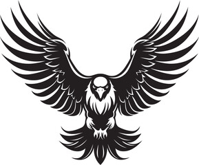 Eagles Legacy Skull Wing Span Tattoo Style Vector Icon Winged Vigilance Eagle Tattoo Vector Logo Design with Skull