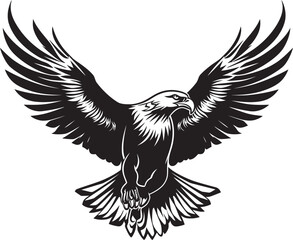Inked Legacy Eagle Tattoo Logo Design with Skull Wing Span Winged Vigil Tattoo Styled Eagle Vector Icon with Skull