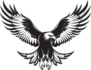 Winged Legacy Skull Wing Span Vector Logo Design Eagle Etched Tattoo Style Logo with Skull