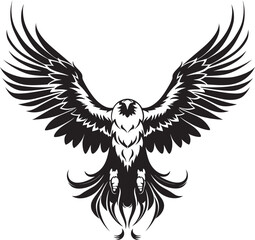 Winged Sentinel Tattoo Styled Eagle Icon with Skull Wing Span Fierce Inked Legacy Eagle Tattoo Vector Emblem with Skull Wing Span