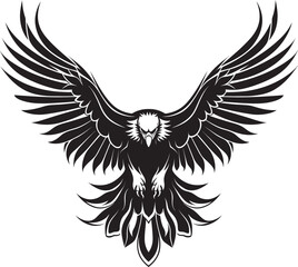 Celestial Aviary Eagle Tattoo Vector Icon with Skull Wing Span Majestic Inked Vigil Eagle Tattoo Logo Design with Skull