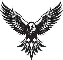 Eagle Etched Tattoo Style Logo with Skull Skull Wing Sentinel Eagle Vector Emblem