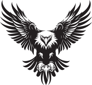 Ink Enigma Eagle with Skull Wing Span Vector Logo Design Winged Triumph Tattoo Styled Eagle Icon with Skull