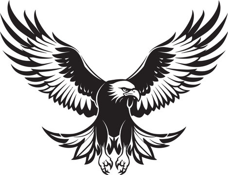 Winged Legacy Skull Wing Span Vector Logo Design Eagle Etched Tattoo Style Logo with Skull