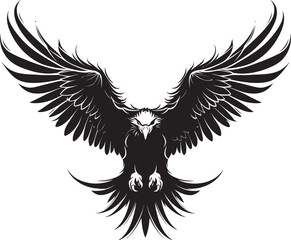 Regal Vigil Tattoo Styled Eagle Emblem with Skull Wing Span Eternal Inked Majesty Eagle Tattoo Logo Design with Skull