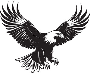 Mythical Inked Legacy Eagle Tattoo Vector Emblem with Skull Wing Span Skeletal Majesty Tattoo Styled Eagle Logo Design with Skull