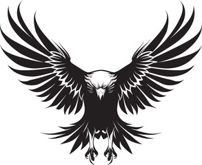 Fierce Sentinel Tattoo Styled Eagle Icon with Skull Mythical Inked Legacy Eagle Tattoo Vector Emblem with Skull Wing Span