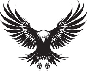 Fierce Sentinel Tattoo Styled Eagle Icon with Skull Mythical Inked Legacy Eagle Tattoo Vector Emblem with Skull Wing Span