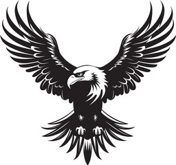 Celestial Guardian Eagle Tattoo Vector Icon with Skull Wing Span Majestic Ink Fusion Tattoo Styled Eagle Emblem with Skull Wing Span