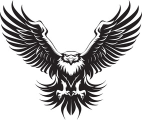 Majestic Ink Fusion Tattoo Styled Eagle Emblem with Skull Wing Span Winged Aviator Eagle Tattoo Logo Design with Skull Wing Span