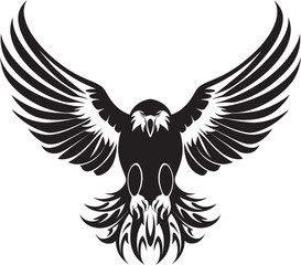 Majestic Ink Fusion Tattoo Styled Eagle Emblem with Skull Wing Span Winged Aviator Eagle Tattoo Logo Design with Skull Wing Span