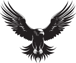 Obraz premium Skeletal Majesty Tattoo Styled Eagle Logo Design with Skull Inked Aviary Eagle Tattoo Vector Icon with Skull Wing Span