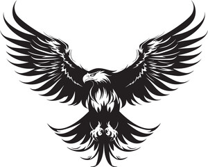 Regal Aviator Eagle with Skull Wing Span Icon Tattooed Triumph Eagle Vector Logo Design