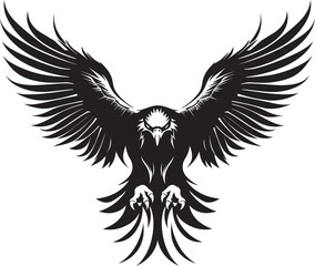 Ink Fusion Tattoo Styled Eagle Icon with Skull Wing Span Celestial Guardian Eagle Tattoo Vector Icon with Skull Wing Span