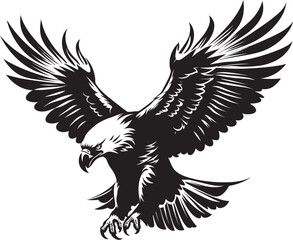 Winged Revival Eagle with Skull Vector Emblem Mystic Ink Tattoo Style Eagle Logo Design