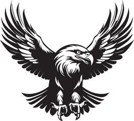 Tattooed Majesty Eagle with Skull Vector Logo Design Mystic Aviary Tattoo Style Eagle Emblem