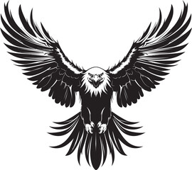 Ink Enigma Tattoo Style Eagle Icon Tattooed Majesty Eagle with Skull Vector Logo Design