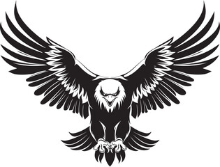Winged Elegance Skull Wing Span Vector Logo Eagle Elation Tattoo Style Icon with Skull