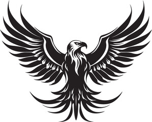 Eagle Elation Tattoo Style Icon with Skull Ink Triumph Eagle Vector Logo Design