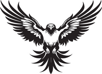 Skull Wing Sovereignty Tattoo Style Eagle Logo Tattooed Revival Eagle with Skull Vector Icon
