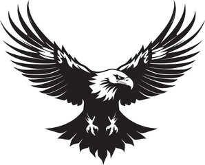 Winged Aviator Tattoo Style Eagle Emblem Majestic Ink Eagle with Skull Logo Design