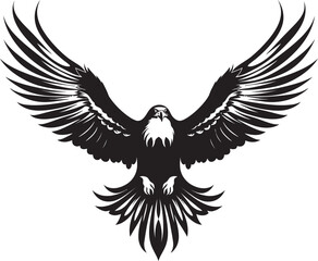 Majestic Ink Eagle with Skull Logo Design Eagle Enchantment Tattoo Style Vector Emblem