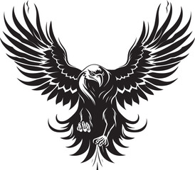 Ink Fusion Skull Wing Span Eagle Icon Gothic Triumph Tattoo Style Eagle Logo Design