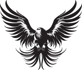 Inked Aviary Eagle with Skull Vector Emblem Winged Majesty Tattoo Style Eagle Icon