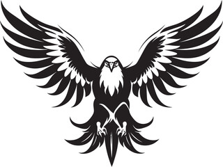 Ink Enchantment Eagle with Skull Emblem Tattooed Sovereignty Eagle Vector Logo Design