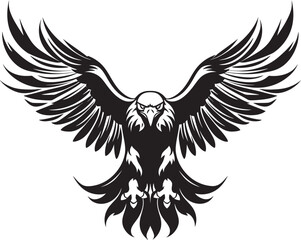 Skull Wing Majesty Eagle Vector Logo Design Tattooed Flight Eagle with Skull Wing Span Emblem