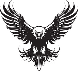 Fototapeta premium Skull Wing Sentinel Tattoo Style Eagle Emblem Mystic Aviary Eagle with Skull Vector Logo Design