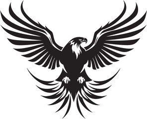 Ink Triumph Tattoo Style Eagle Icon Winged Majesty Skull Wing Span Vector Logo
