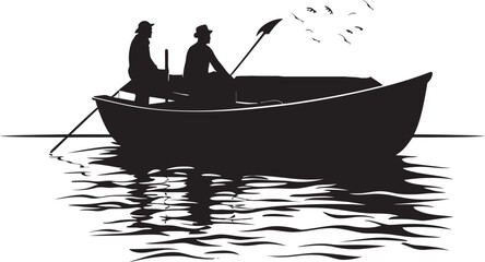 Coastal Conqueror Vector Logo with Small Boat Marine Maverick Fisherman on Small Boat Icon