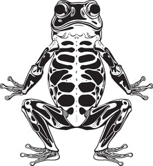 Fototapeta premium Bony Leap Vector Frog Skeleton Emblem Eerie Croak Frog Skeleton Logo Design