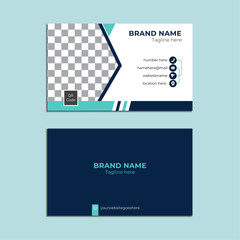  Modern double-sided business card, indigo back background and flat business card template