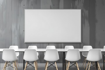 Whiteboard on meeting room office background.