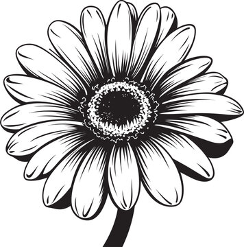 Botanical Beauty Gerbera Daisy Icon Design Sunlit Serenade Gerbera Daisy Emblem Concept