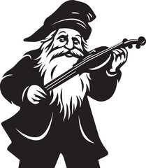Whispering Woods Vector Logo of Gnome with Violin Folklore Fiddler Gnome with Violin Emblem
