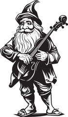 Magical Musings Gnome Playing Violin Emblem Design Sylvan Symphony Vector Logo of Gnome with Violin