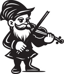 Natures Overture Vector Logo Design with Gnome and Violin Gnome Groove Gnome Playing Violin Emblem