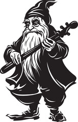 Fairy Fiddler Gnome with Violin Icon in Vector Whimsical Waltz Vector Logo of Gnome with Violin