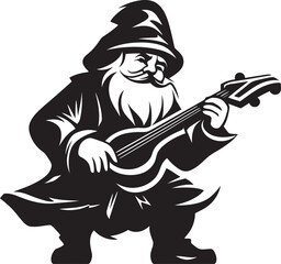 Gnome Groove Gnome Playing Violin Emblem Enchanted Harmony Vector Logo of Gnome with Violin