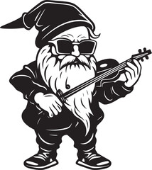 Fototapeta premium Magical Symphony Gnome Playing Violin Logo Design Sylvan Sonata Gnome with Violin Vector Emblem