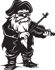 Elf Ensemble Gnome with Violin Emblem Melodic Meadow Vector Logo Design with Gnome and Violin